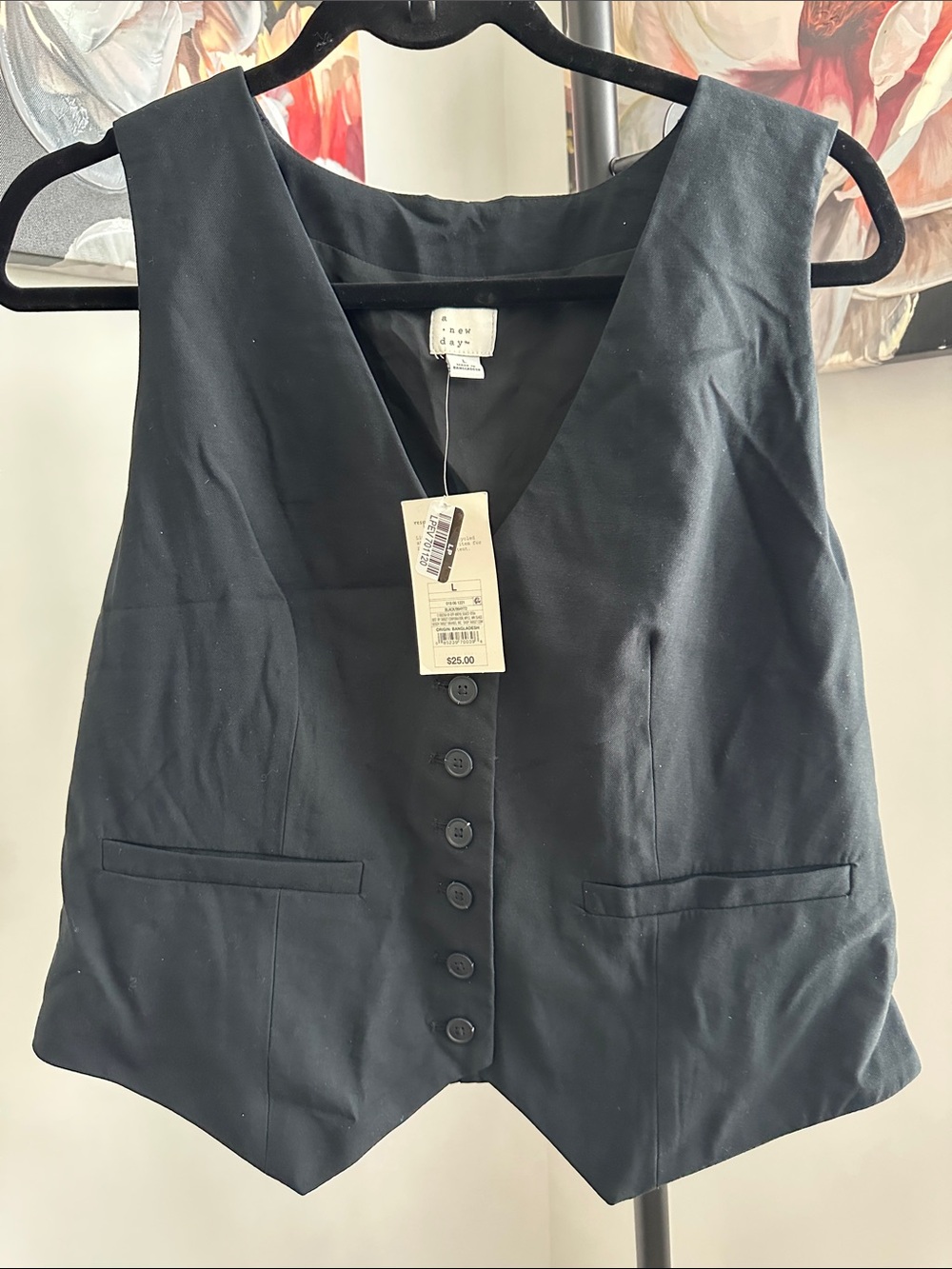 a new day Black Button-Front Vest